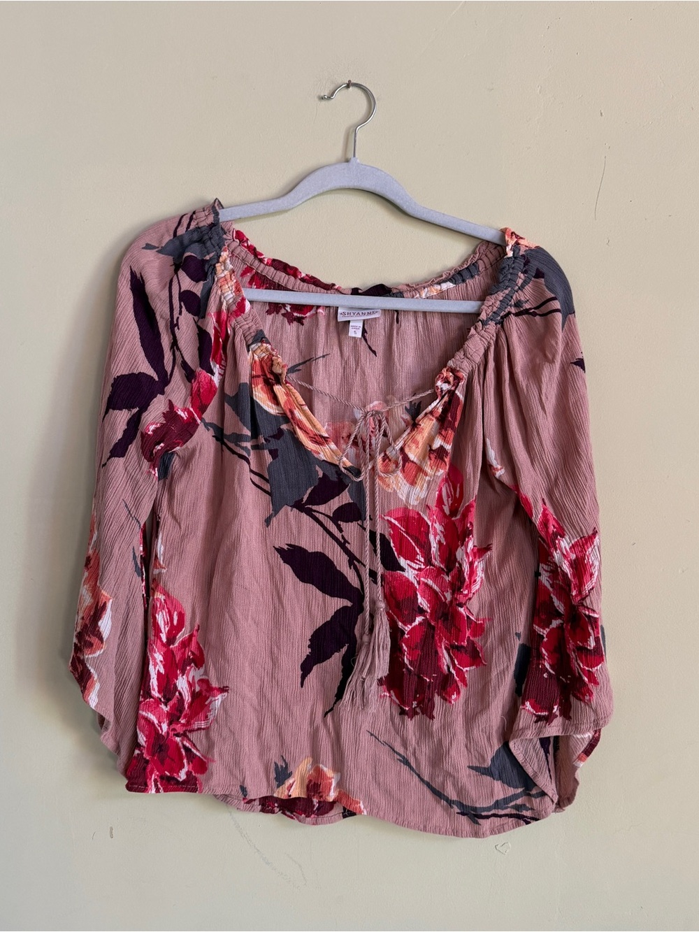 Shyanna Floral Peasant Blouse - Dusty Rose